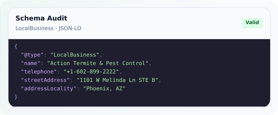 Generate and implement LocalBusiness schema markup with Claude. Step-by-step guide for local structured data.
